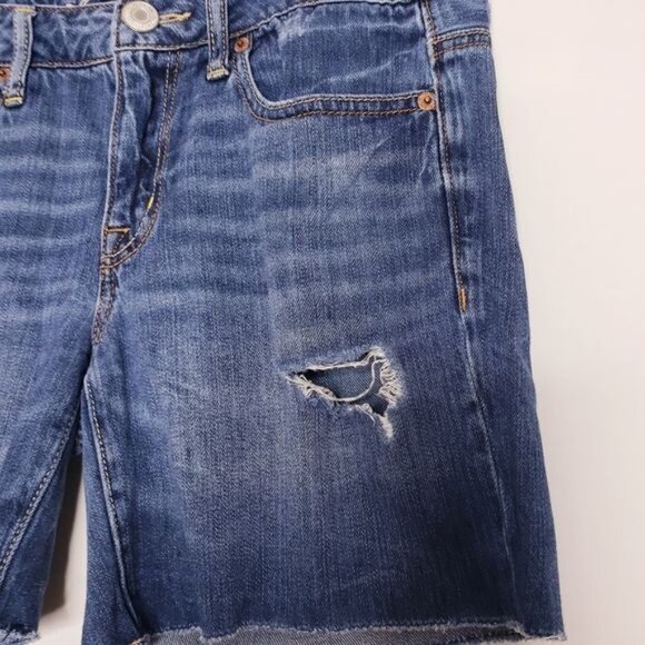 American Eagle Distressed Frayed Hem Cutoff Denim Jean Shorts Women's Size 2 - Picture 3 of 10